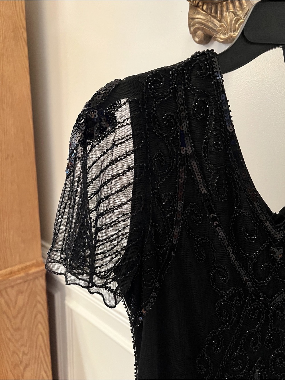 Vintage-Inspired Black Beaded Fringe Midi Dress - Picture 6 of 13
